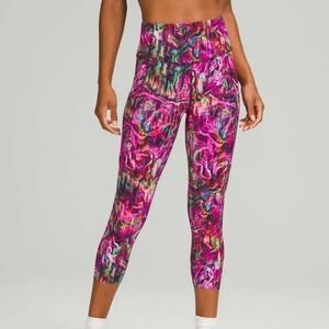 Lululemon Fast and Free High-Rise Crop 23" Hyper‎ Flow Pink Multi Size 2 NWT